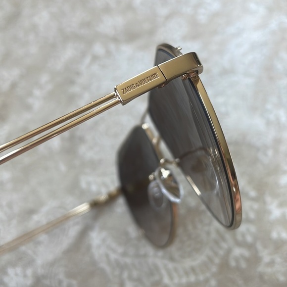 NWOT Zadig & Voltaire Full Rim Gold Tone Metal Aviator Sunglasses Gradient Lens main image 8